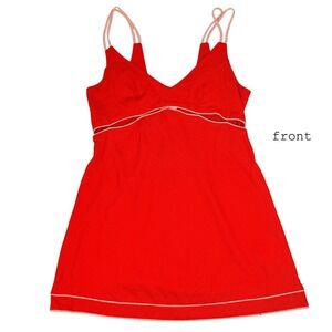BlueSteel Red Linen Blend Mini Dress V-Neck Cut-Out‎ Strappy Summer Size G